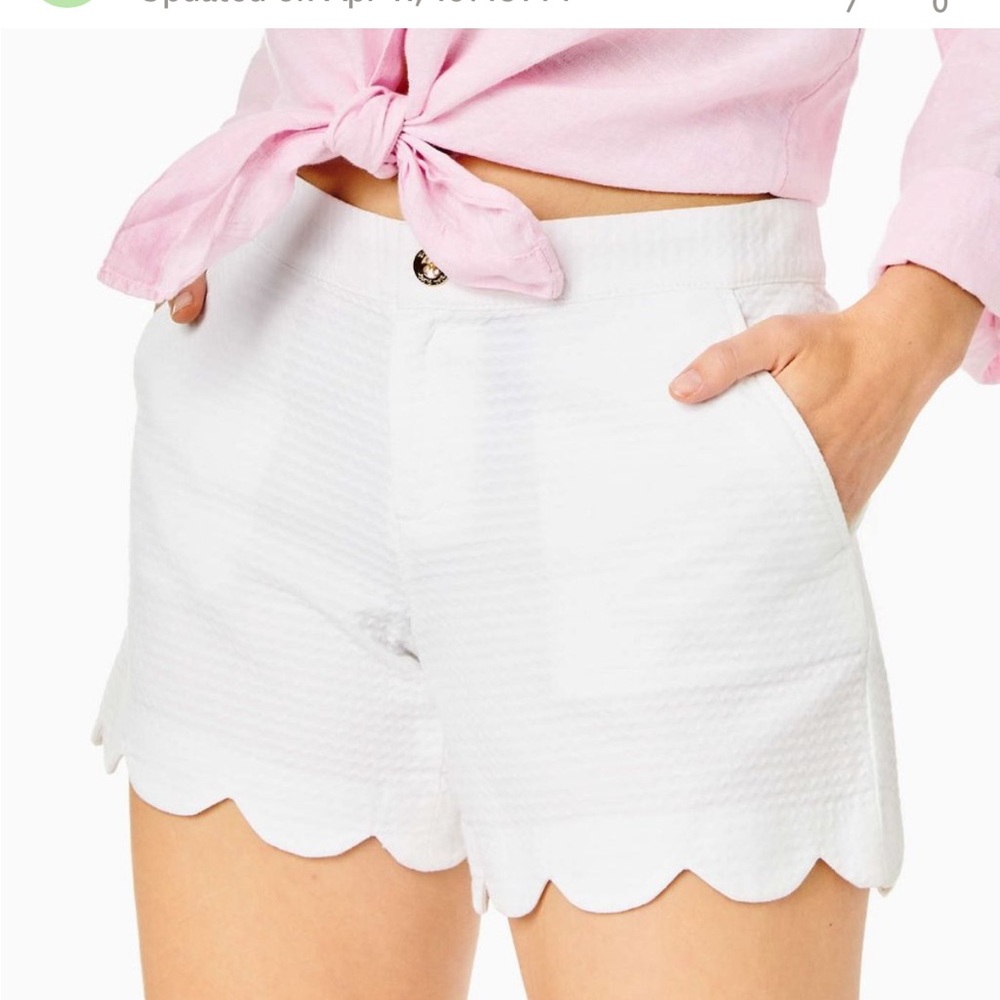 Lilly Pulitzer The Buttercup Short- White Scalloped Women Shorts